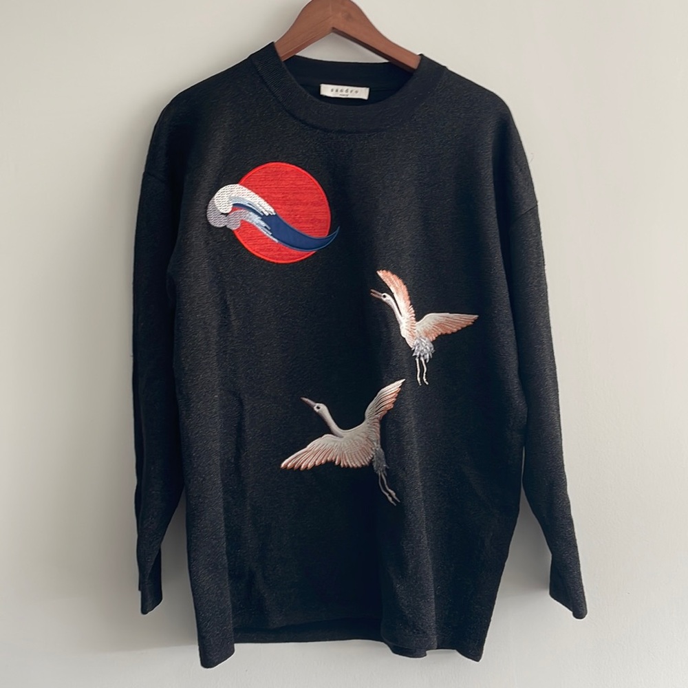 sandro Japanese embroidery sweater